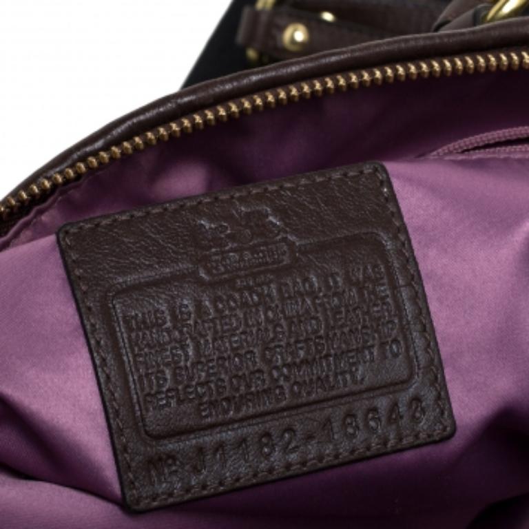 Coach Dark Brown Gathered Leather Lindsey Satchel For Sale 2