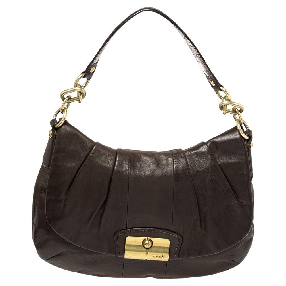 Coach Dark Brown Leather Kristin Hobo For Sale at 1stDibs