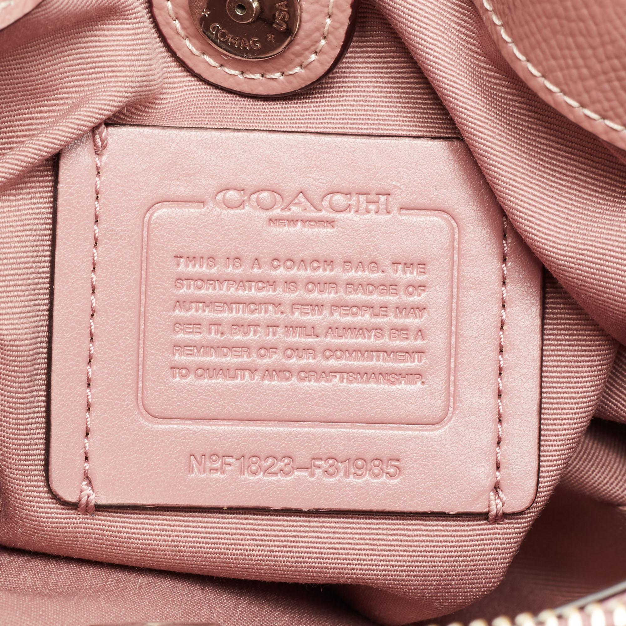 Coach Dark Brown/Pink Coated Canvas and Patent Leather Mini Sage CarryallSatchel 5