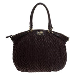 Coach Dark Brown Quilted Nylon and Leather 70th Anniversary Madison Satchel