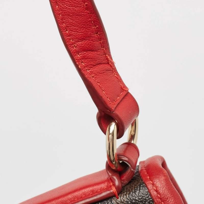 Coach Dark Brown/Red Signature Coated Canvas Varsity Striped File Crossbody Bag For Sale 2