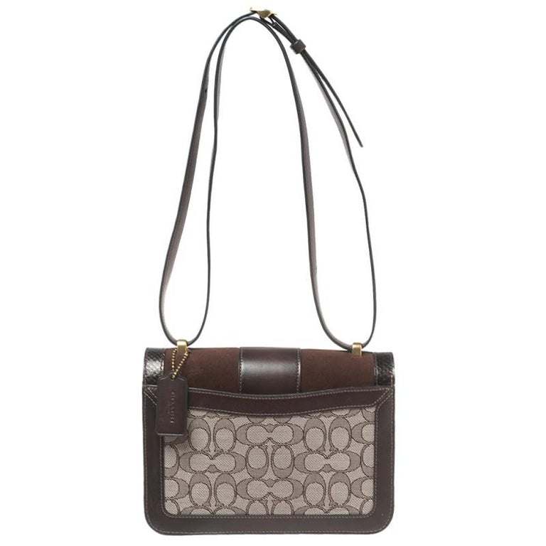 Coach Light Brown Signature Canvas And Leather Shoulder Bag at