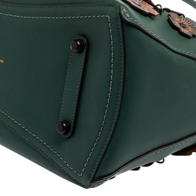 Coach Dark Green Floral Appliqué Leather Rogue Tote at 1stDibs coach