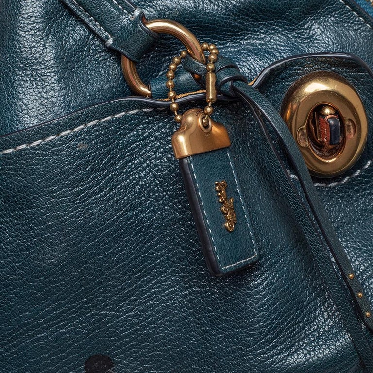 Coach Dark Green Glossy Leather Outlaw Satchel at 1stDibs