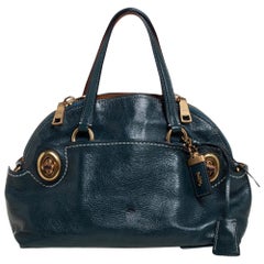 Coach Dark Green Glossy Leather Outlaw Satchel
