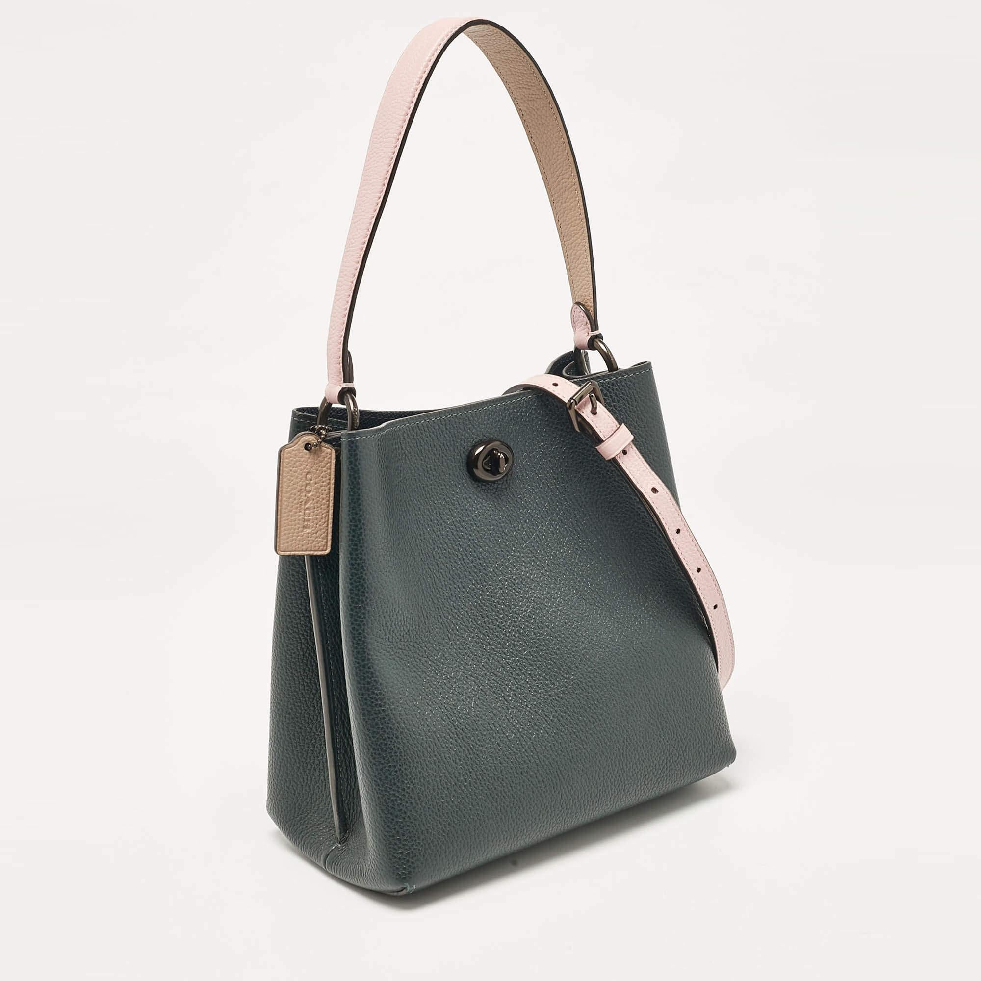 Gray Coach Dark Green Leather Willow Bucket Bag