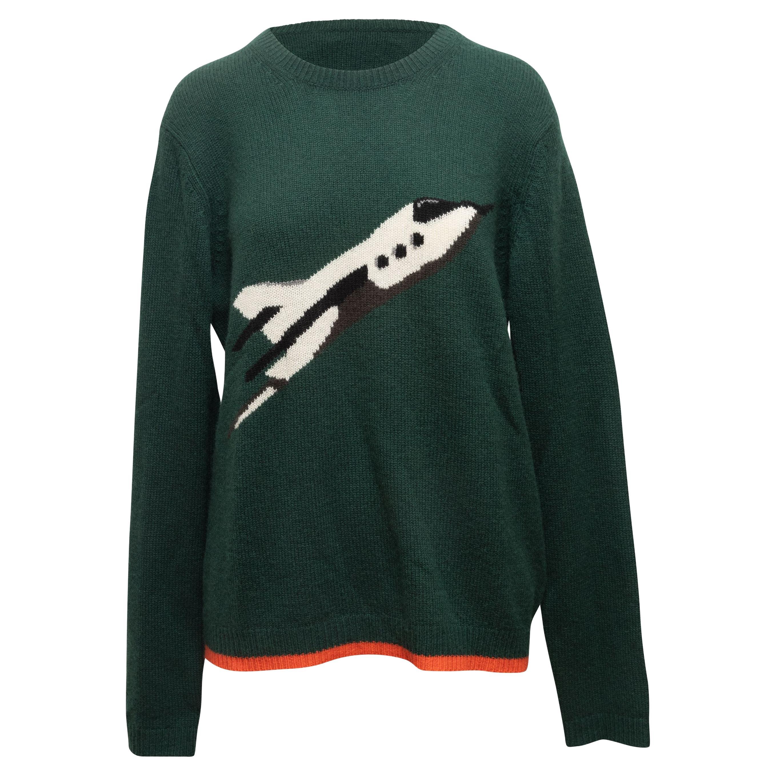 Coach Dark Green & Multicolor 1941 Cashmere Space Shuttle Sweater
