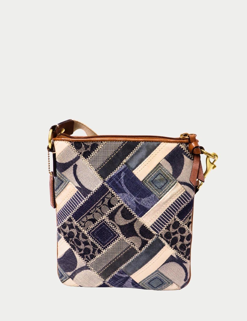 Beige Borsa a tracolla Coach Denim Patchwork in vendita