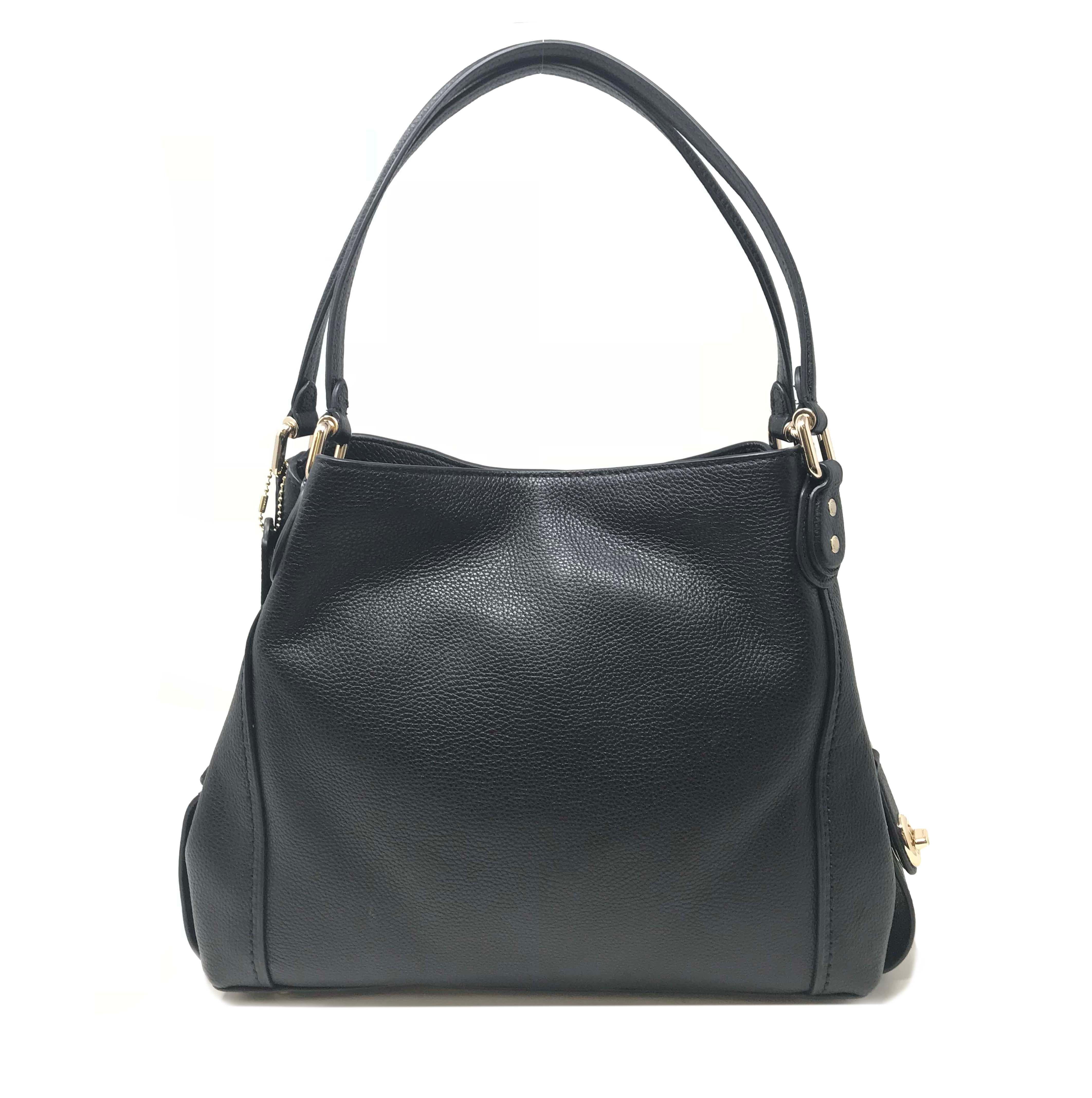 Coach Edie Shoulder Bag 31 57125 Pebble Black Ladies Shoulder Bag In New Condition In New York, NY