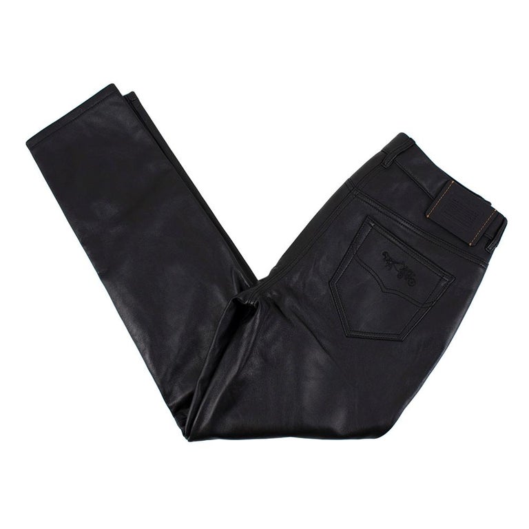 Coach Five Pocket Leather Jeans 4 at 1stDibs