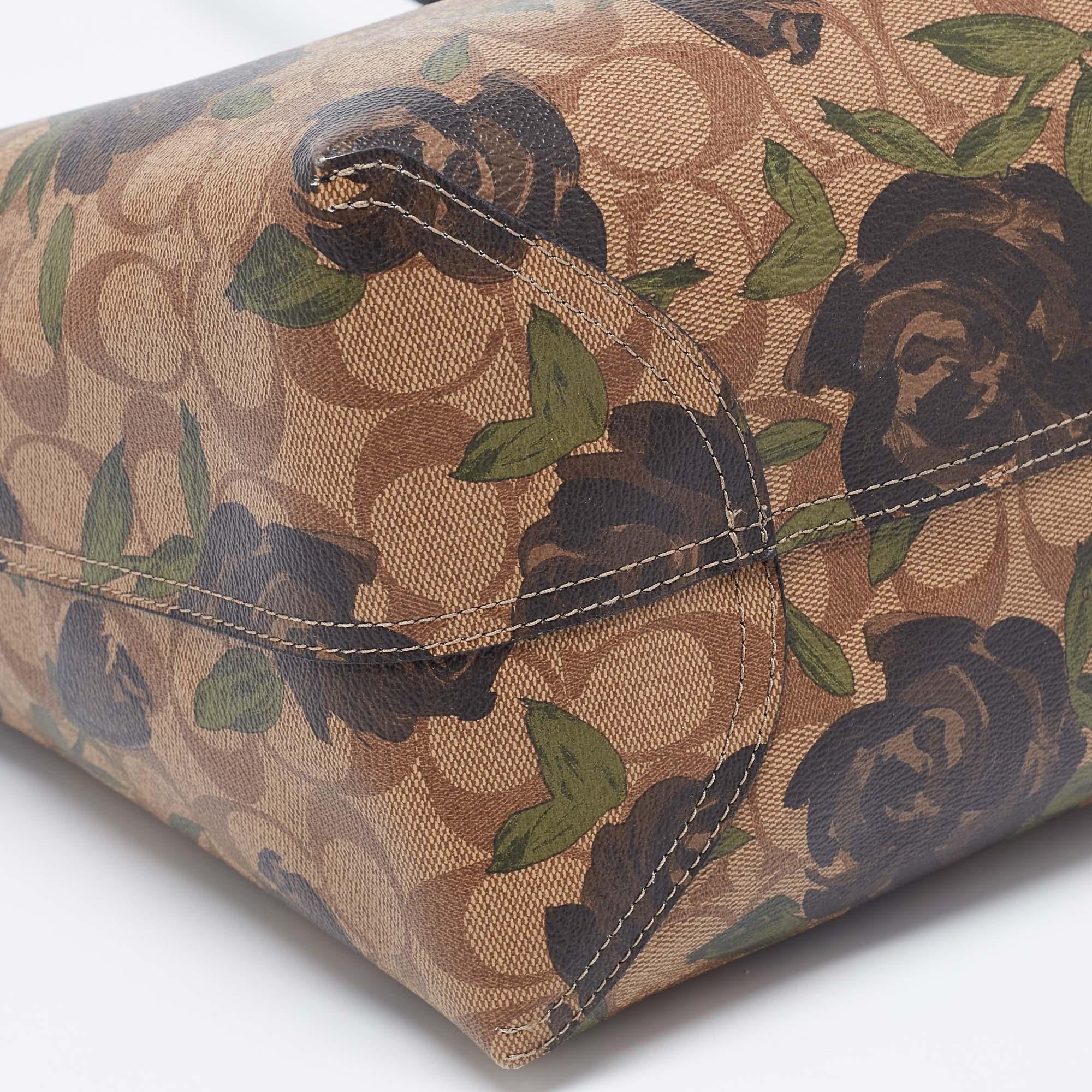 Coach Floral Print Signature Coated Canvas and Leather Reversible City Tote 2