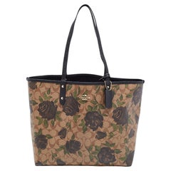 Coach Floral Print Signature Coated Canvas and Leather Reversible City Tote