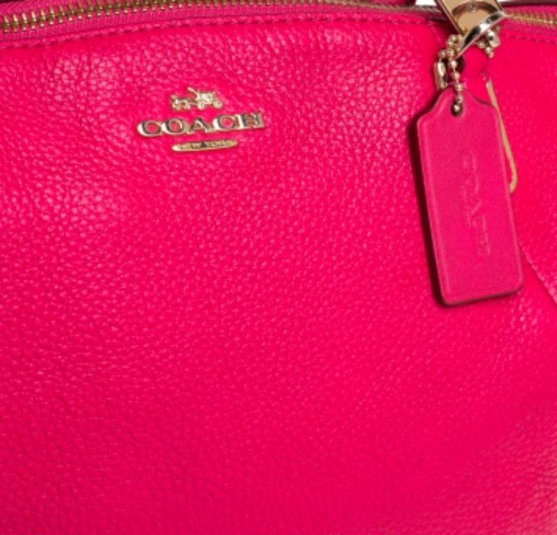 Coach Fuchsia Leather Small Kelsey Satchel For Sale 2
