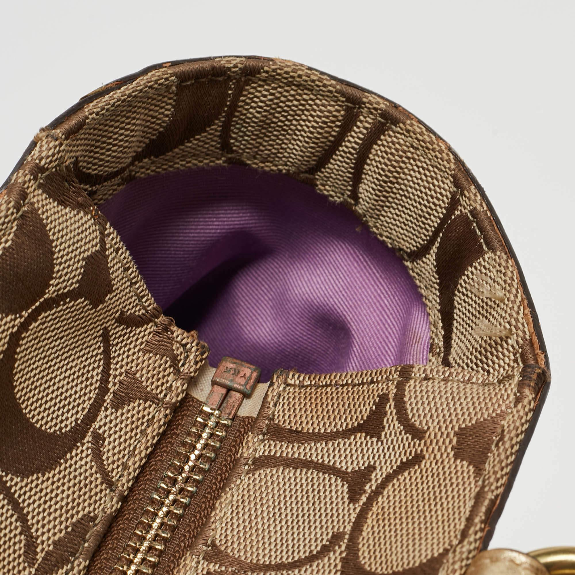 Coach Gold/Beige Signature Canvas, Leather and Suede Patchwork Tote 3