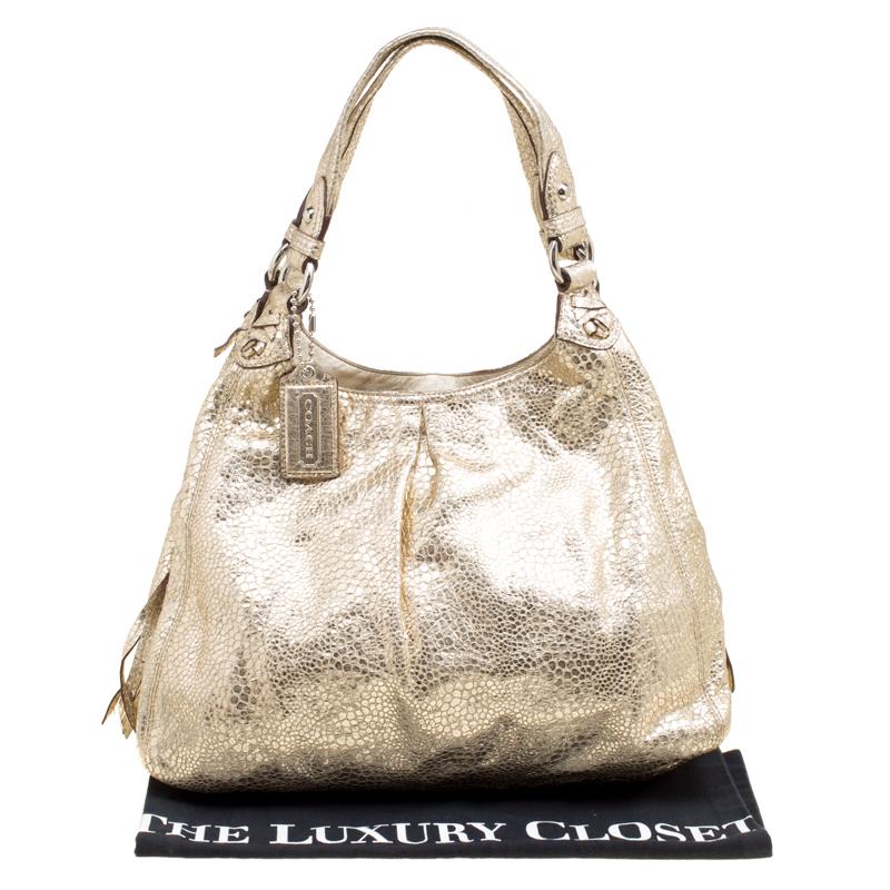 Coach Gold Embossed Leather Tote 6
