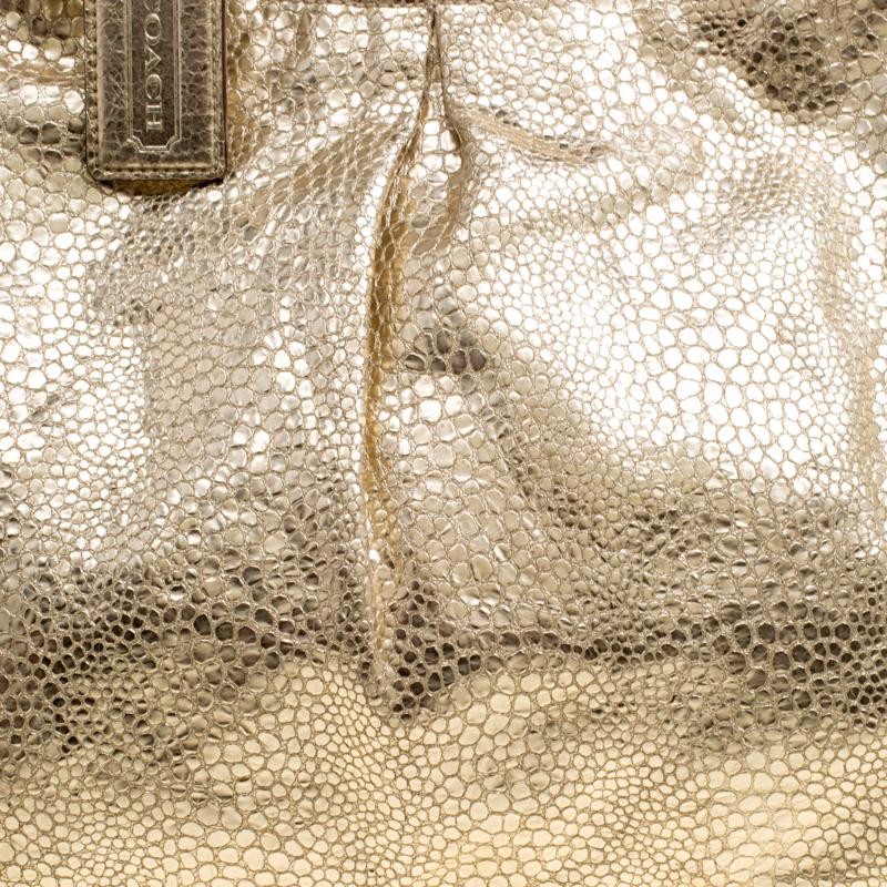 Coach Gold Embossed Leather Tote 5