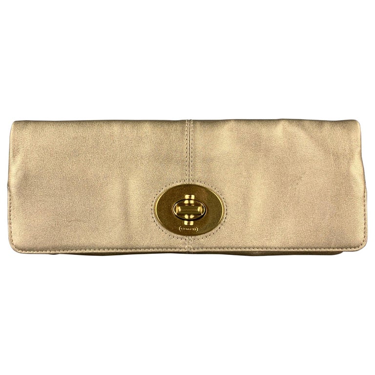 COACH Gold Leather Clutch Purse at 1stDibs | gold coach purse, coach gold  purse, coach gold clutch
