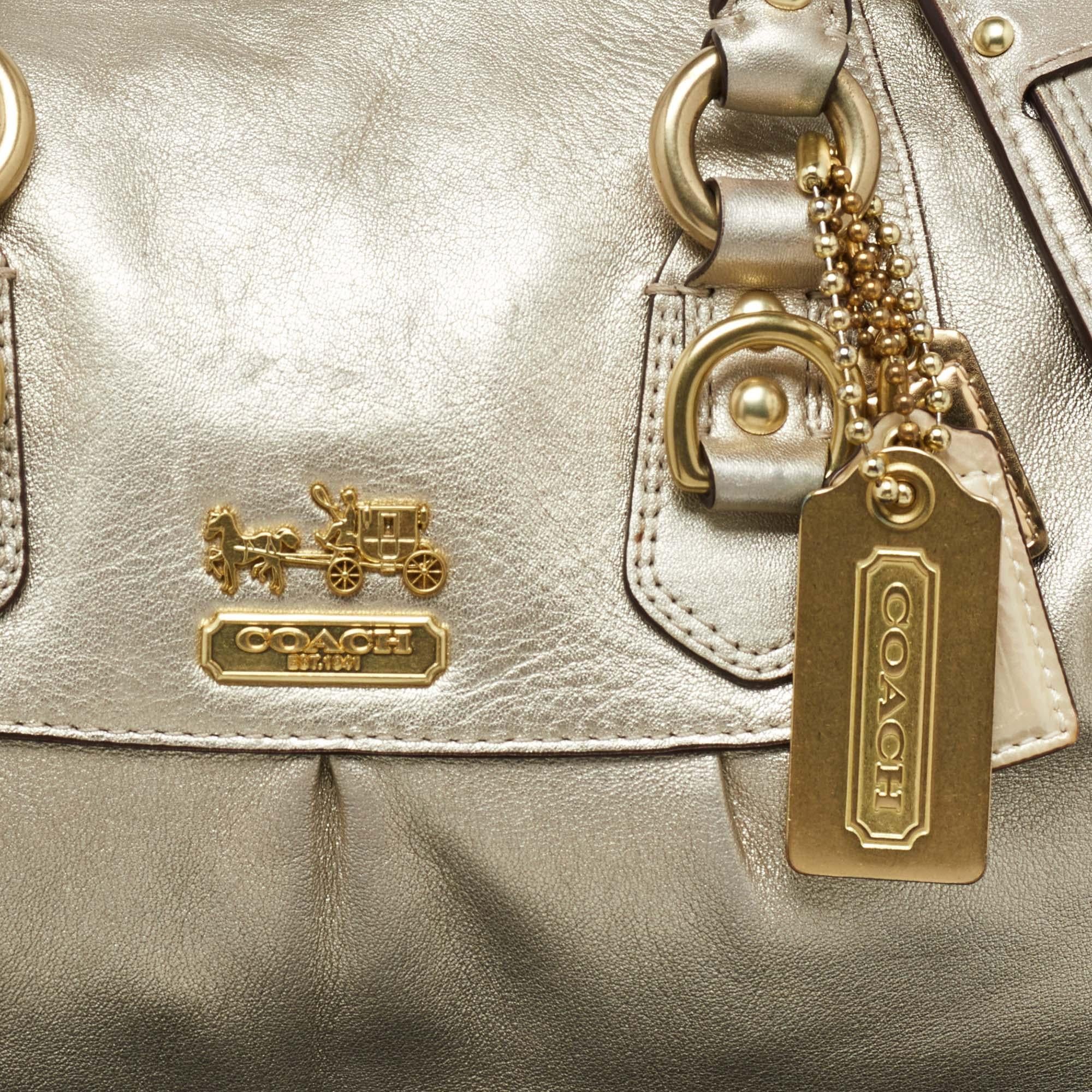 Coach Gold Metallic Leather Madison Sabrina Satchel 1
