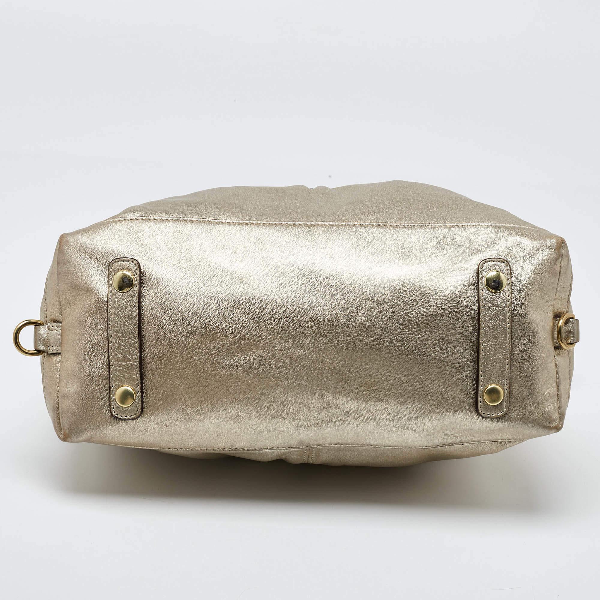 Coach Gold Metallic Leather Madison Sabrina Satchel 3