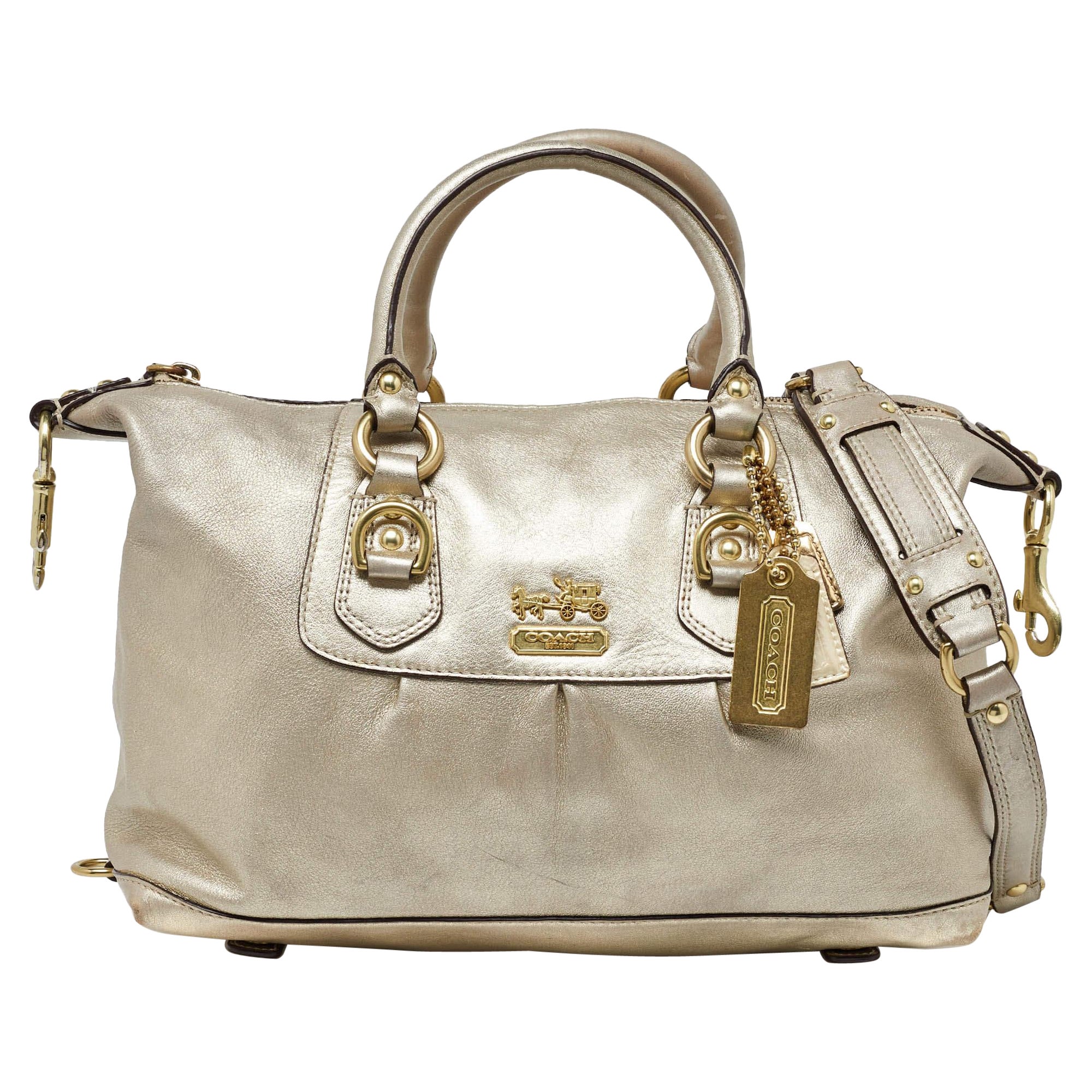 Coach Gold Metallic Leather Madison Sabrina Satchel