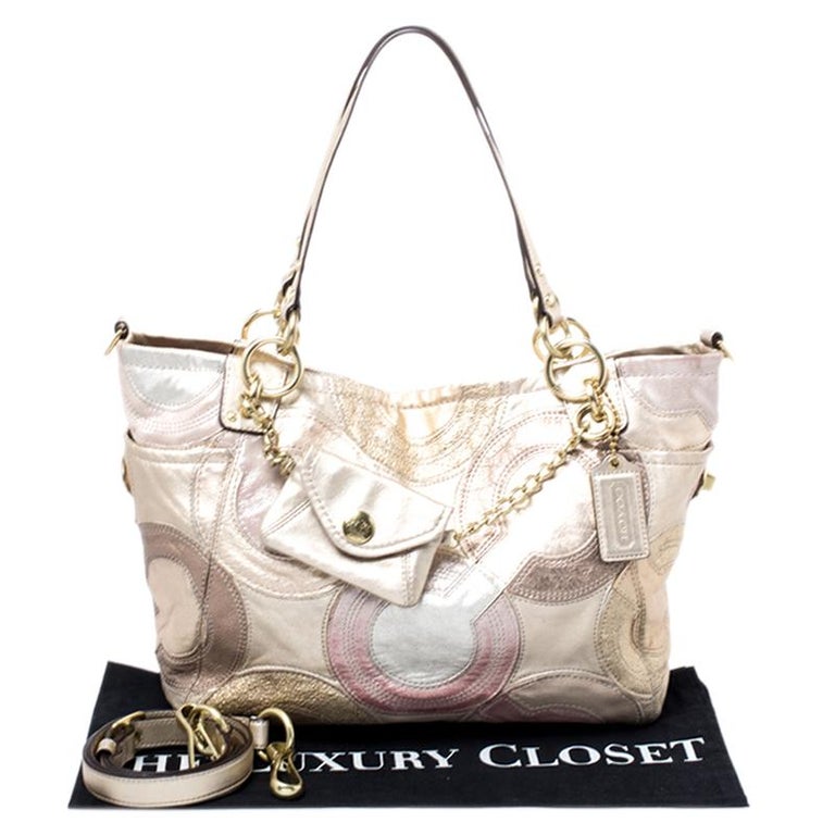 Coach Gold Monogram Leather Shoulder Bag For Sale at 1stDibs