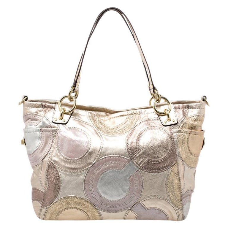 Coach Gold Monogram Leather Shoulder Bag For Sale at 1stDibs