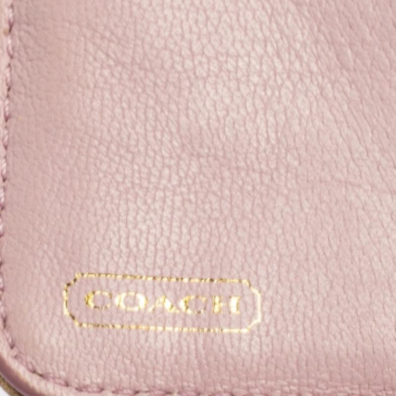 Portafoglio compatto in tela e pelle Coach Gold Ombre Signature Op Art 1