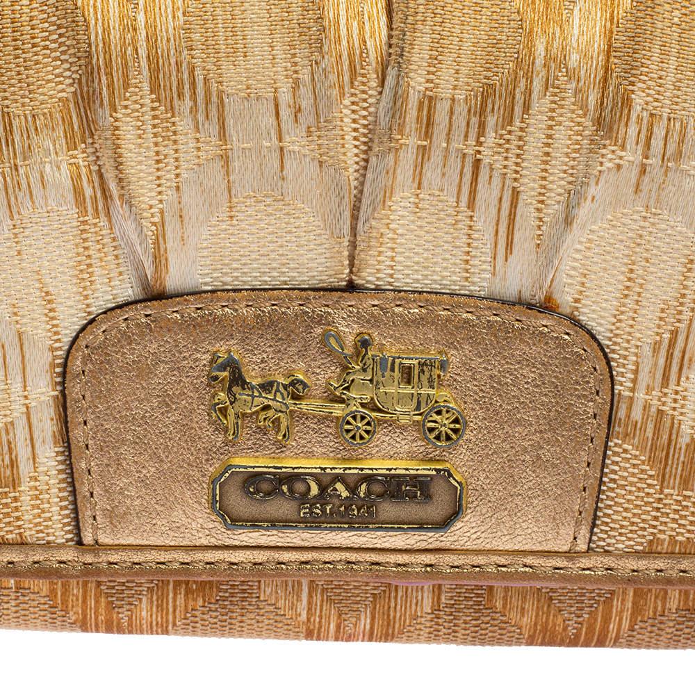 Coach Gold Ombre Signature Op Art Canvas And Leather Compact Wallet 2