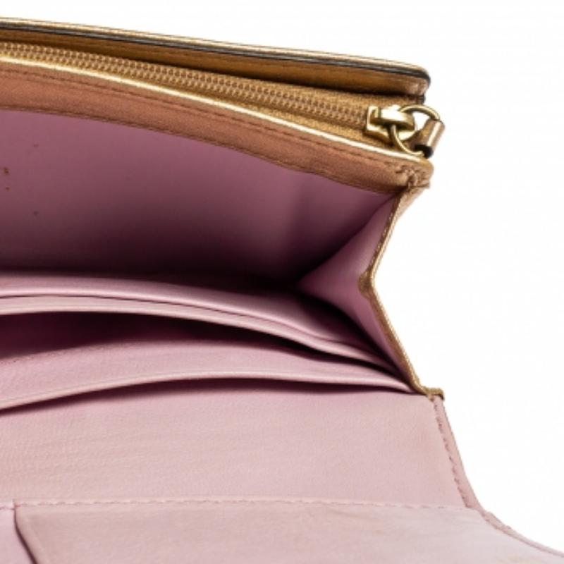Portafoglio compatto in tela e pelle Coach Gold Ombre Signature Op Art 2