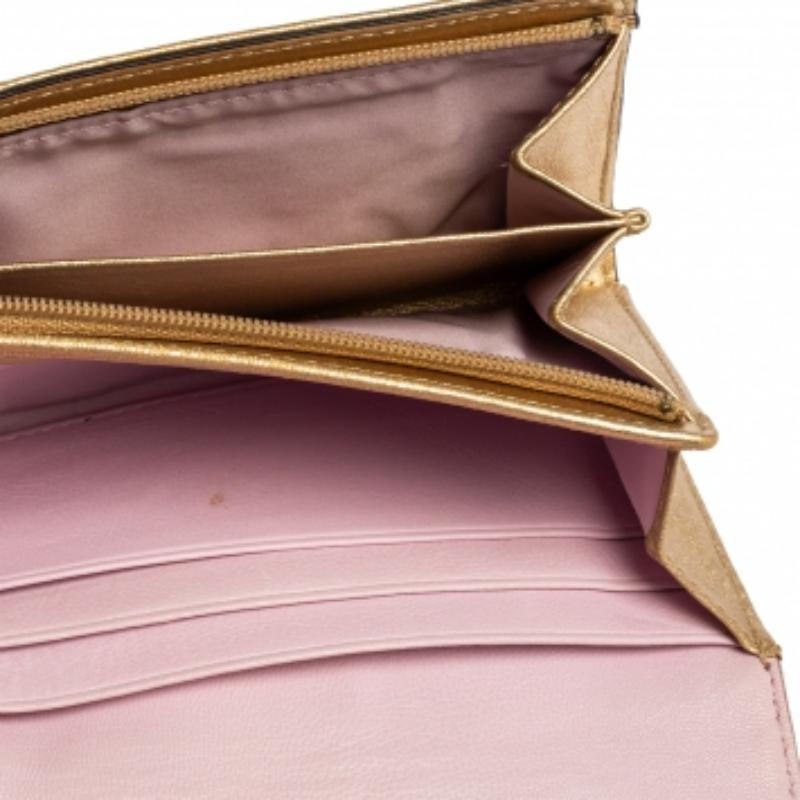 Portafoglio compatto in tela e pelle Coach Gold Ombre Signature Op Art 3