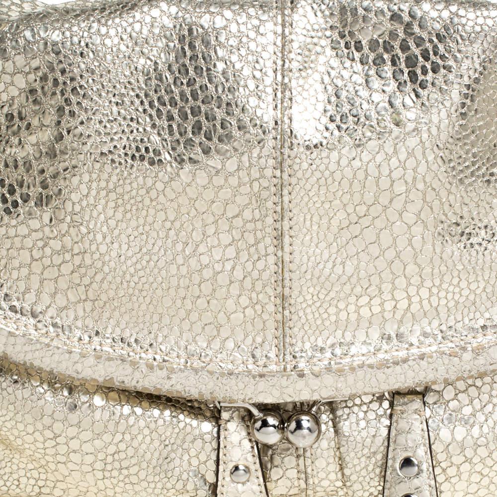 Women's Coach Gold Textured Leather Frame Fold Over Hobo