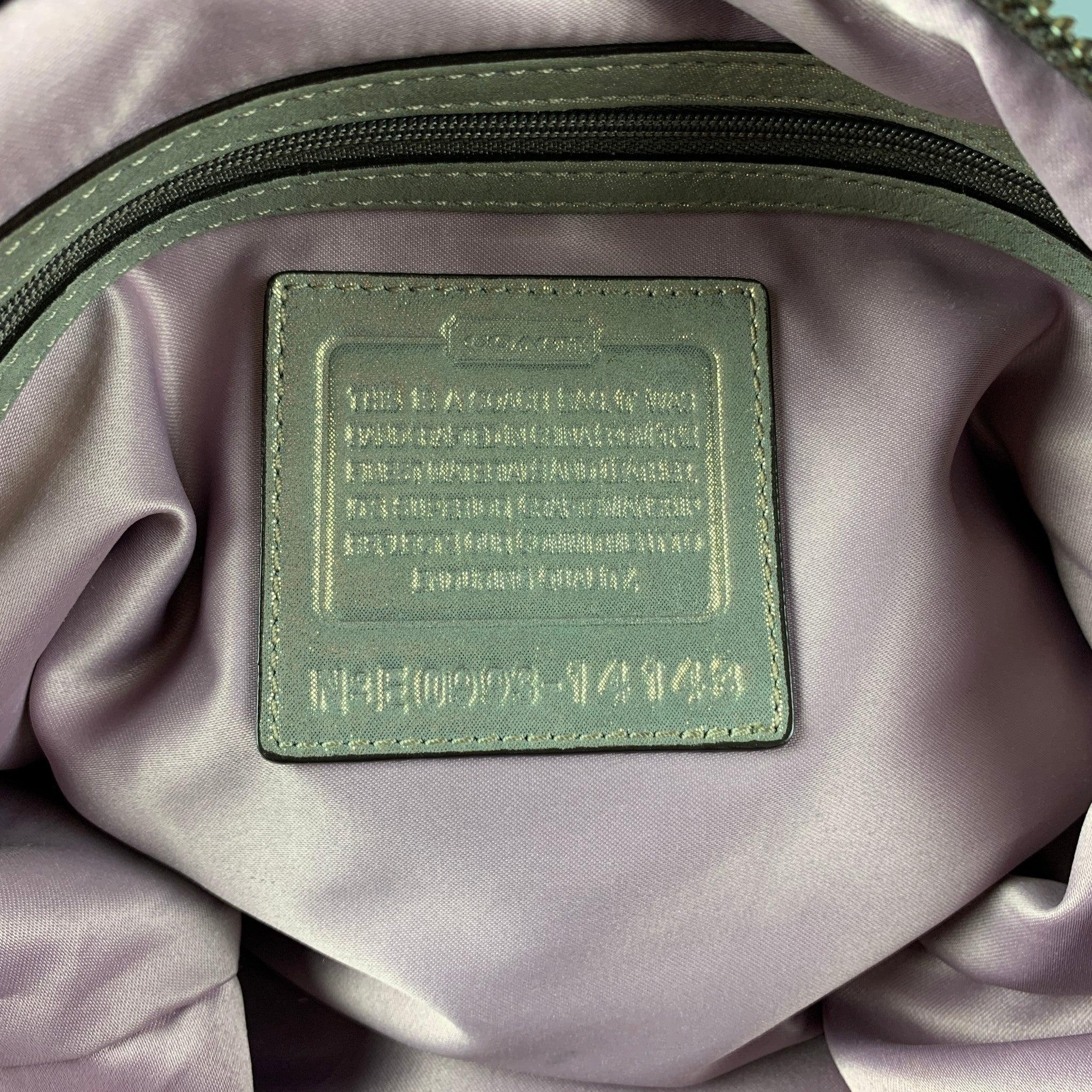 COACH Gray Metallic Leather Shoulder Bag Handbag For Sale 3