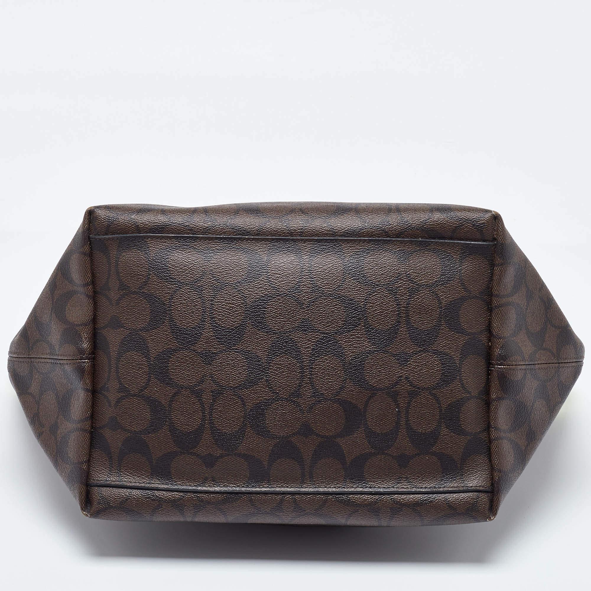 Coach Green/Brown Signature Coated Canvas and Leather Street Zip Tote 1