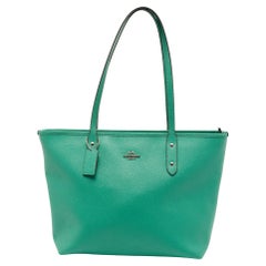 Coach Green Leather City Zip Tote
