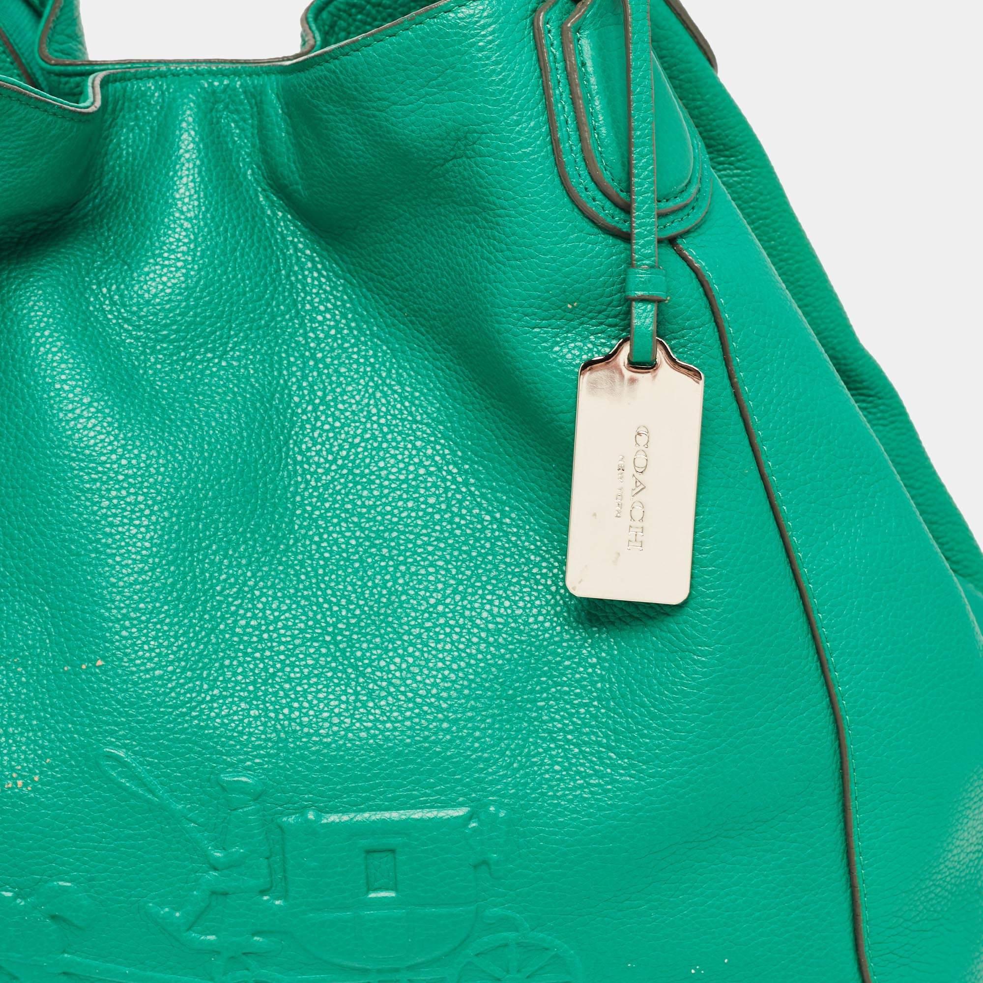 Coach Green Leather Embossed Carriage Edie Shoulder Bag 1