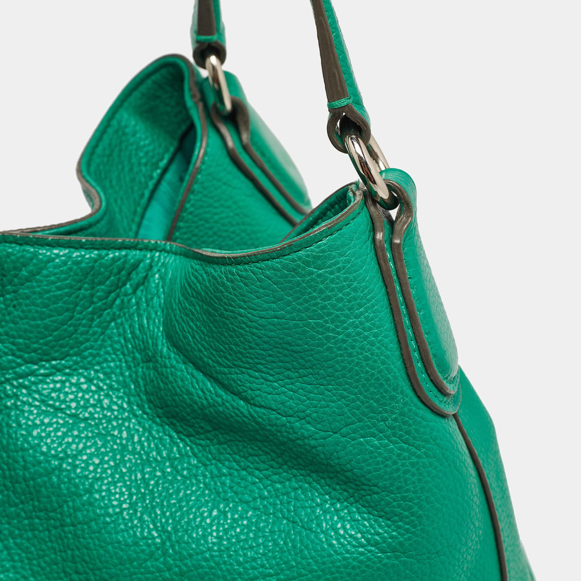 Coach Green Leather Embossed Carriage Edie Shoulder Bag 2