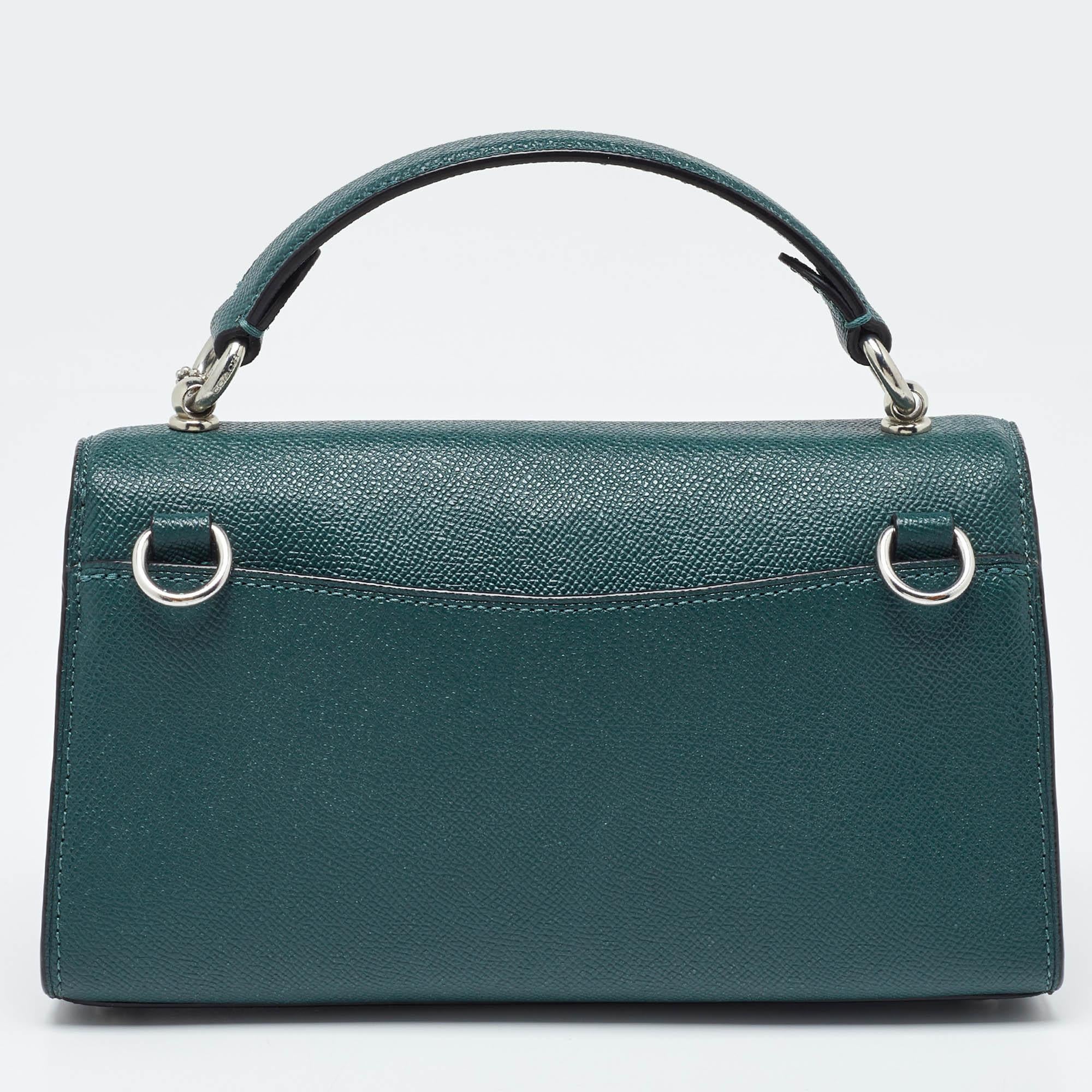 Coach Green Leather Tilly Top Handle Bag In Good Condition In Dubai, Al Qouz 2