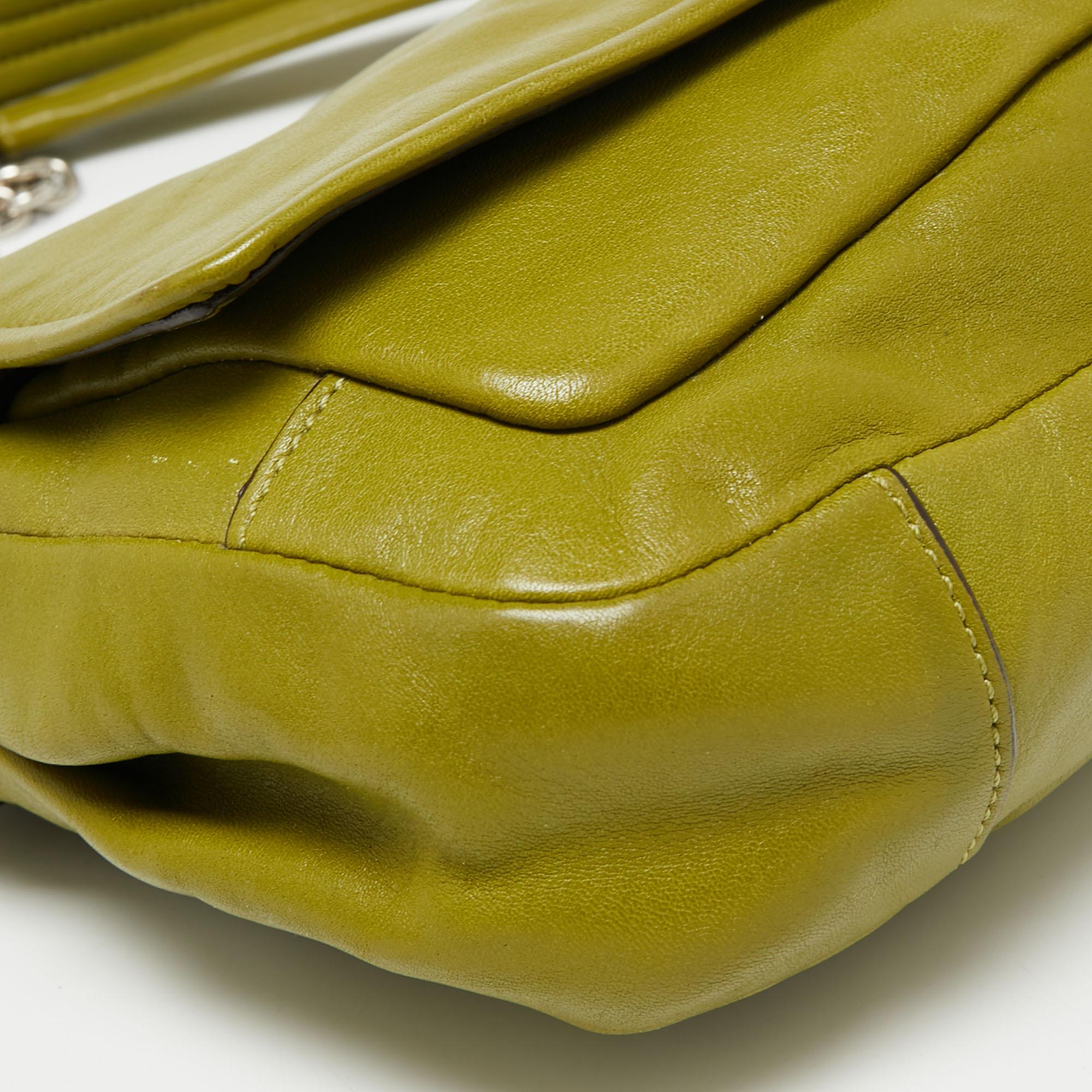 Coach Green Leather Turn-lock Flap Chain Shoulder Bag 1