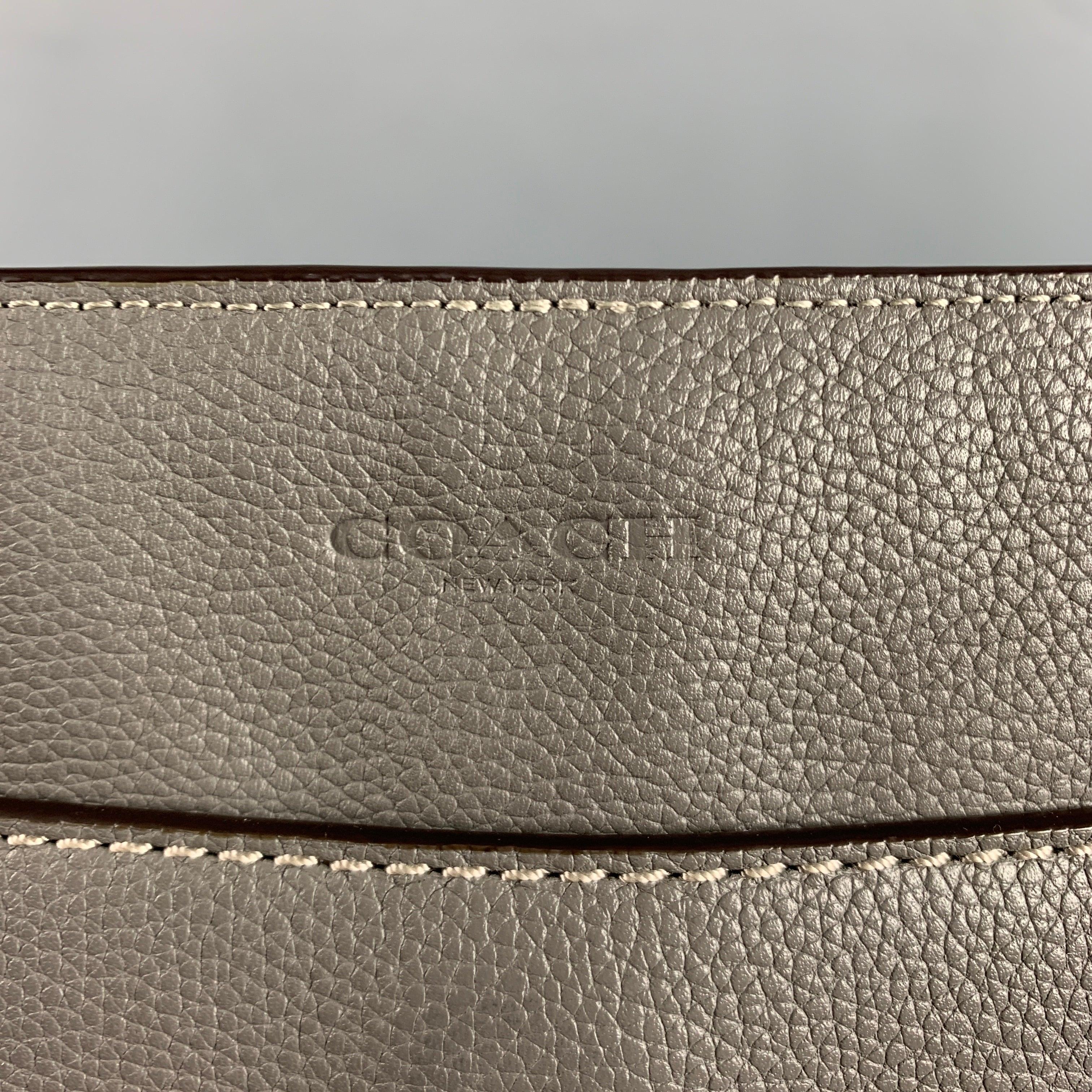 COACH Grey Black Pebble Grain Leather Cross Body Bag In Good Condition For Sale In San Francisco, CA