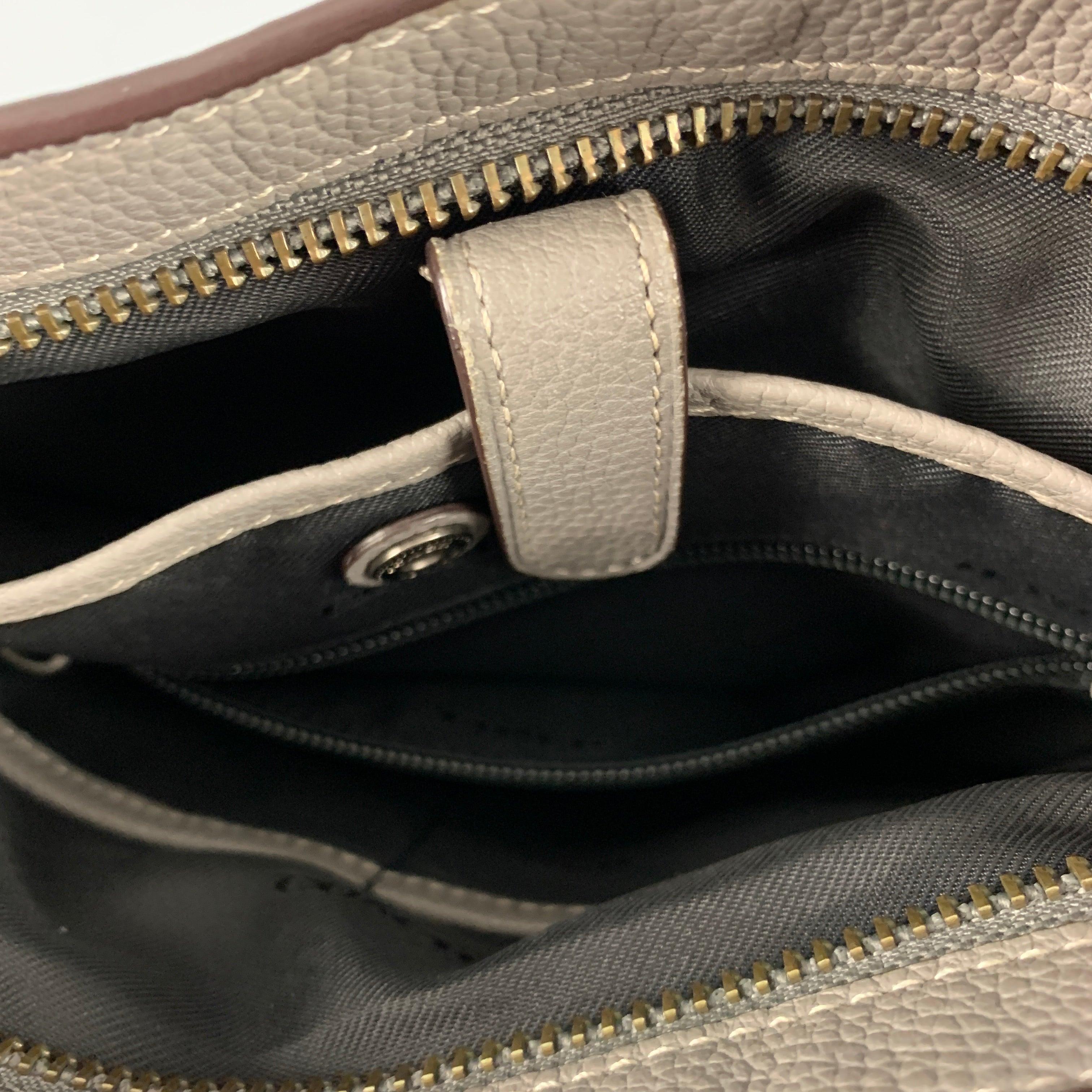 COACH Grey Black Pebble Grain Leather Cross Body Bag For Sale 4
