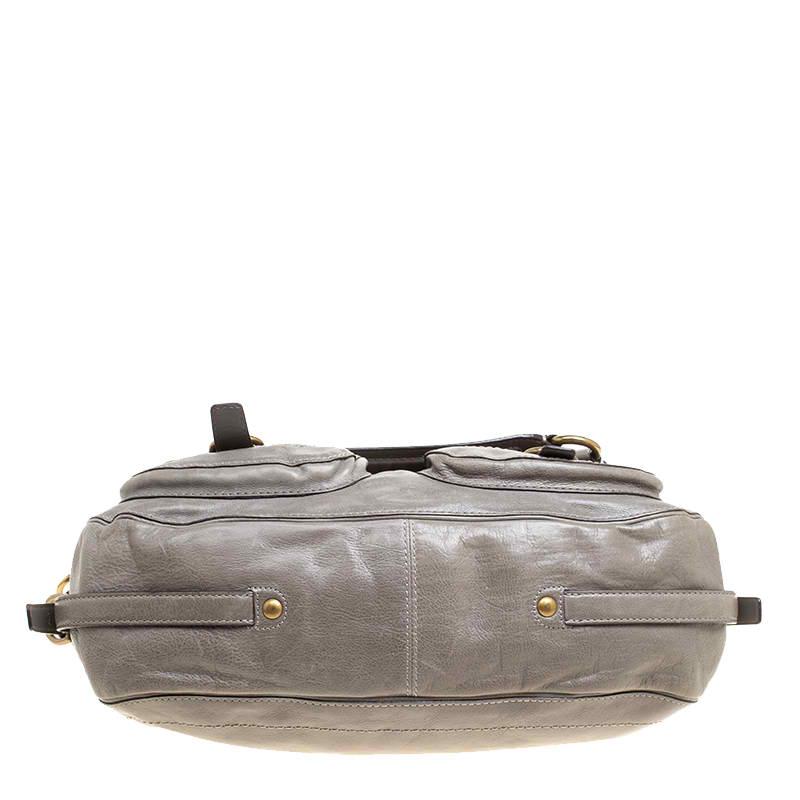 Coach Grey Glazed Leather Double Pocket Top Handle Bag with Wallet In Good Condition In Dubai, Al Qouz 2