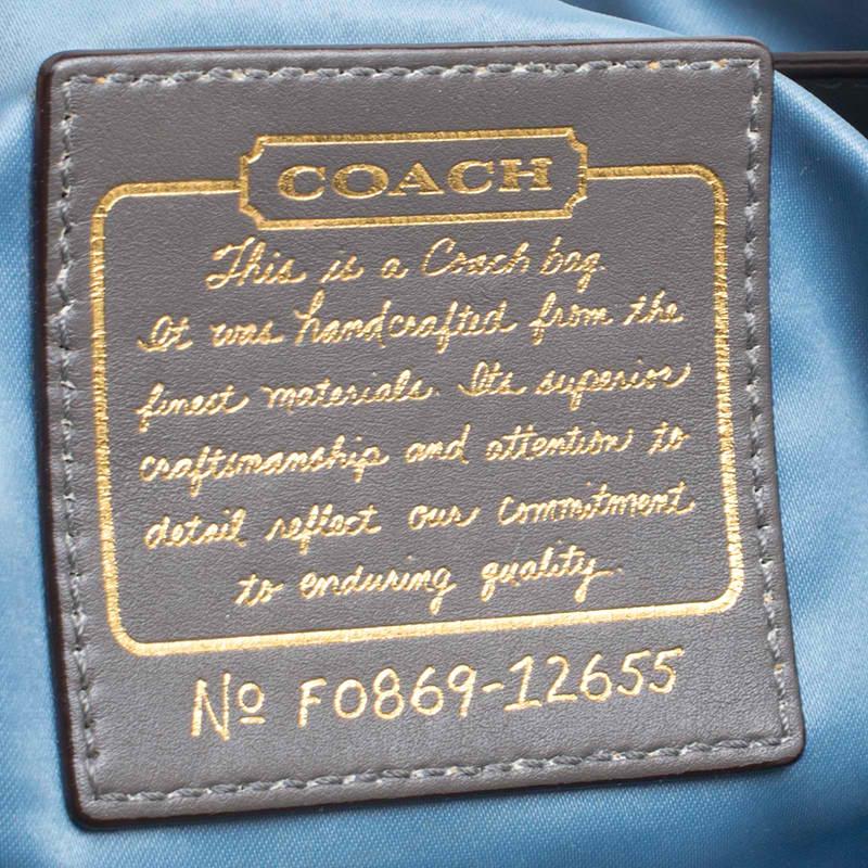 Coach Grey Glazed Leather Double Pocket Top Handle Bag with Wallet 1