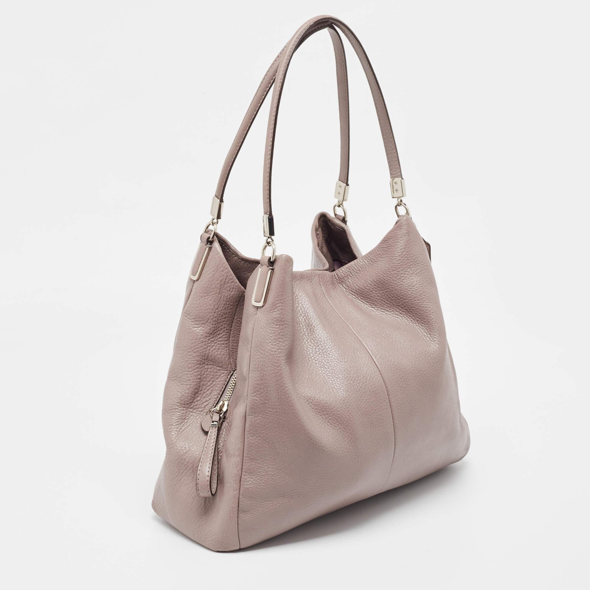 Brown Coach Grey Leather Edie Shoulder Bag