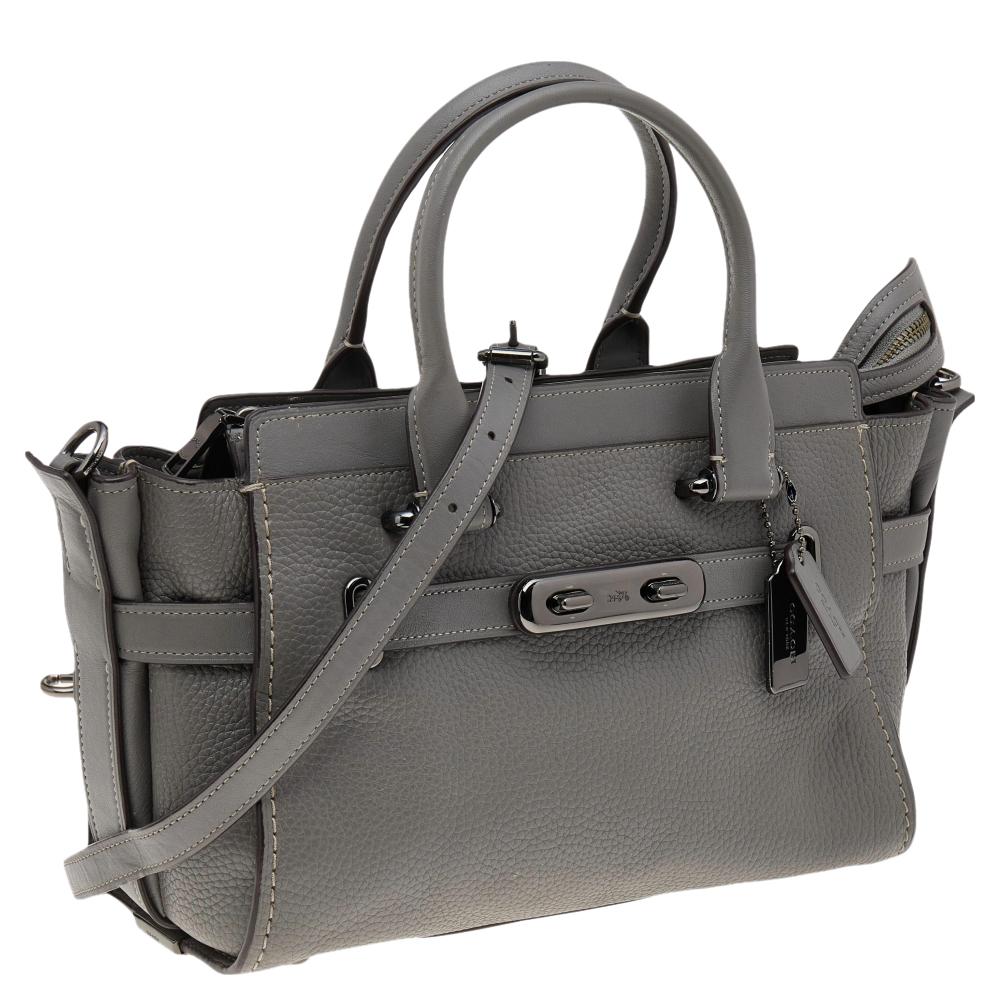 Gray Coach Grey Leather Swagger 27 Carryall Satchel