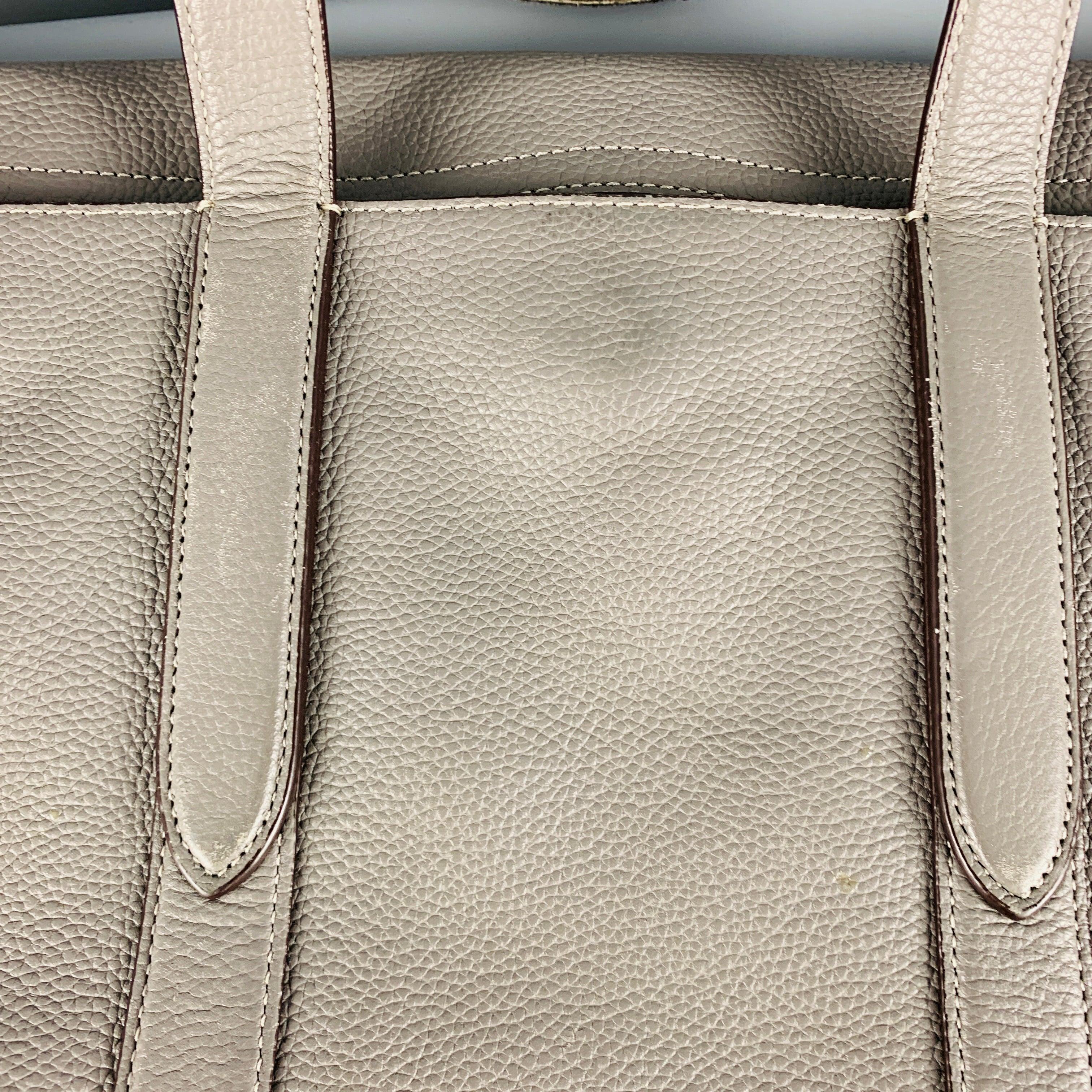 COACH Grey Pebble Grain Leather Tote Bag For Sale 6