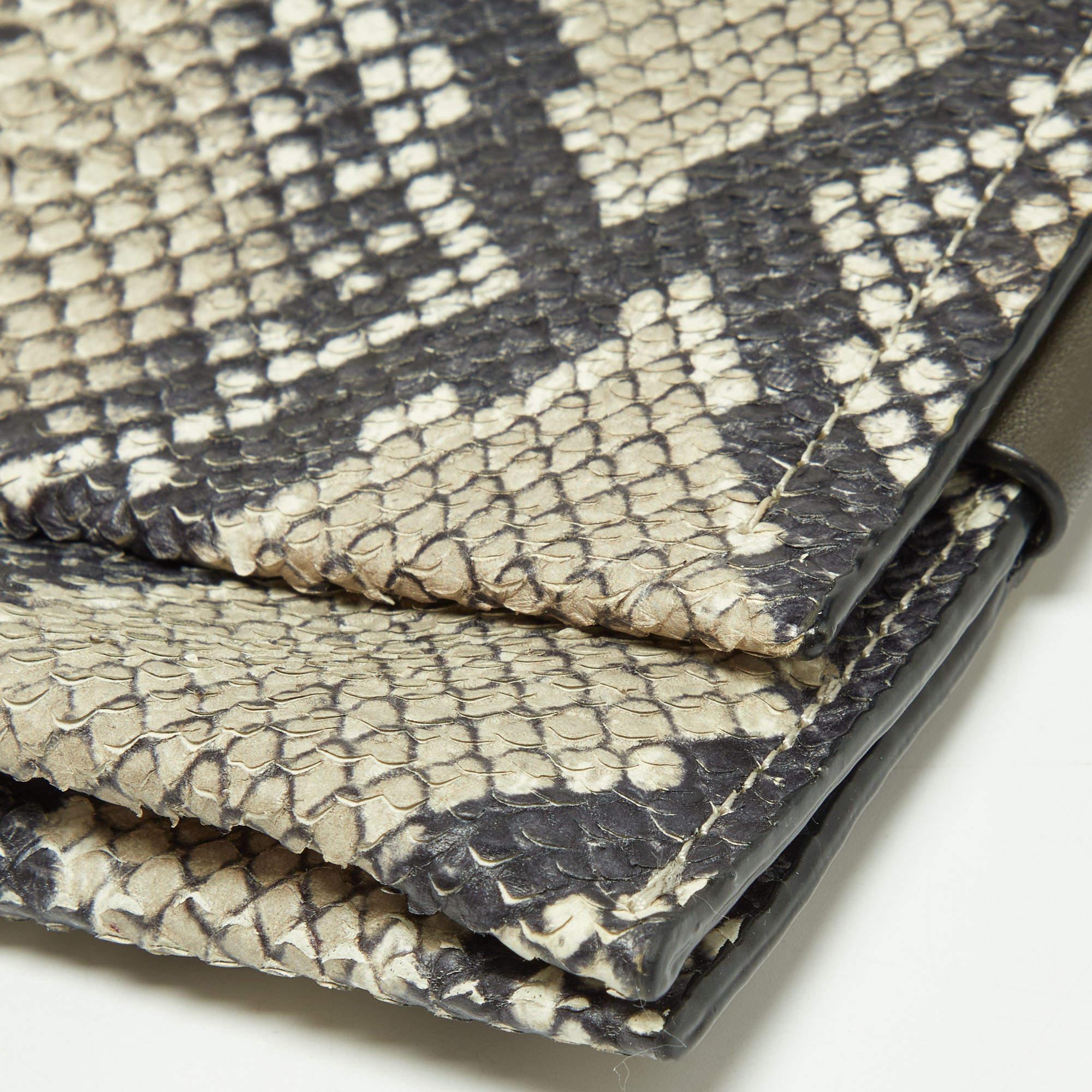 Coach Grey Python Embossed Leather Flap Clutch 5