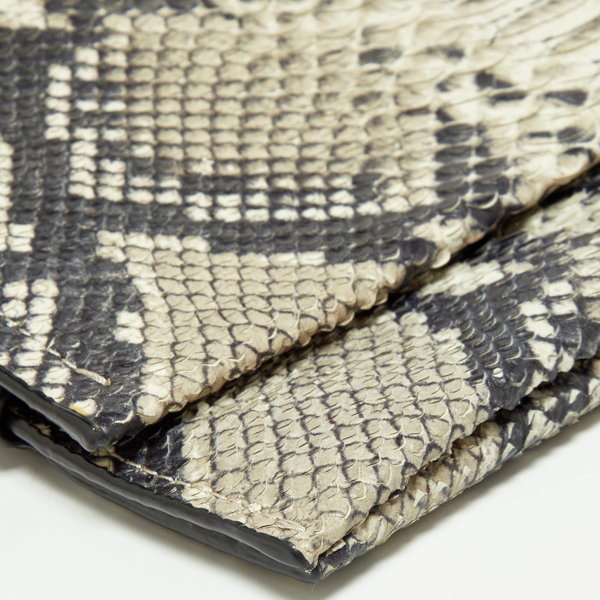 Coach Grey Python Embossed Leather Flap Clutch 6