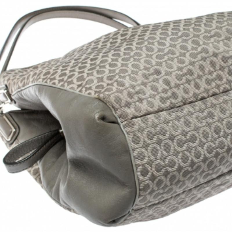 Gray Coach Grey Signature Canvas and Leather Edie 31 Shoulder Bag For Sale