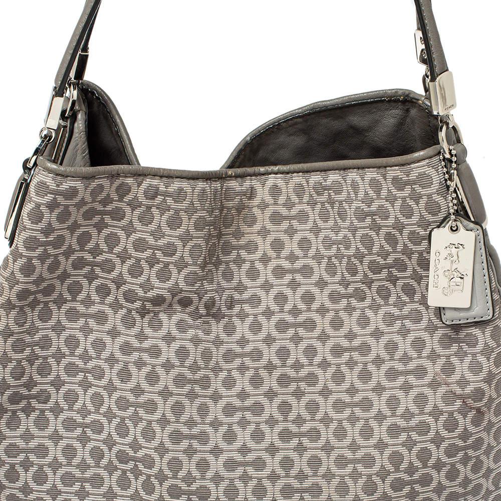 Women's Coach Grey Signature Canvas and Leather Edie 31 Shoulder Bag