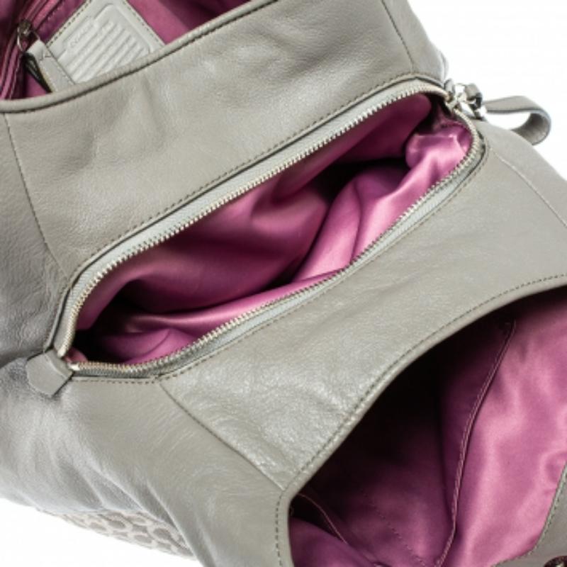 Coach Grey Signature Canvas and Leather Edie 31 Shoulder Bag For Sale 1
